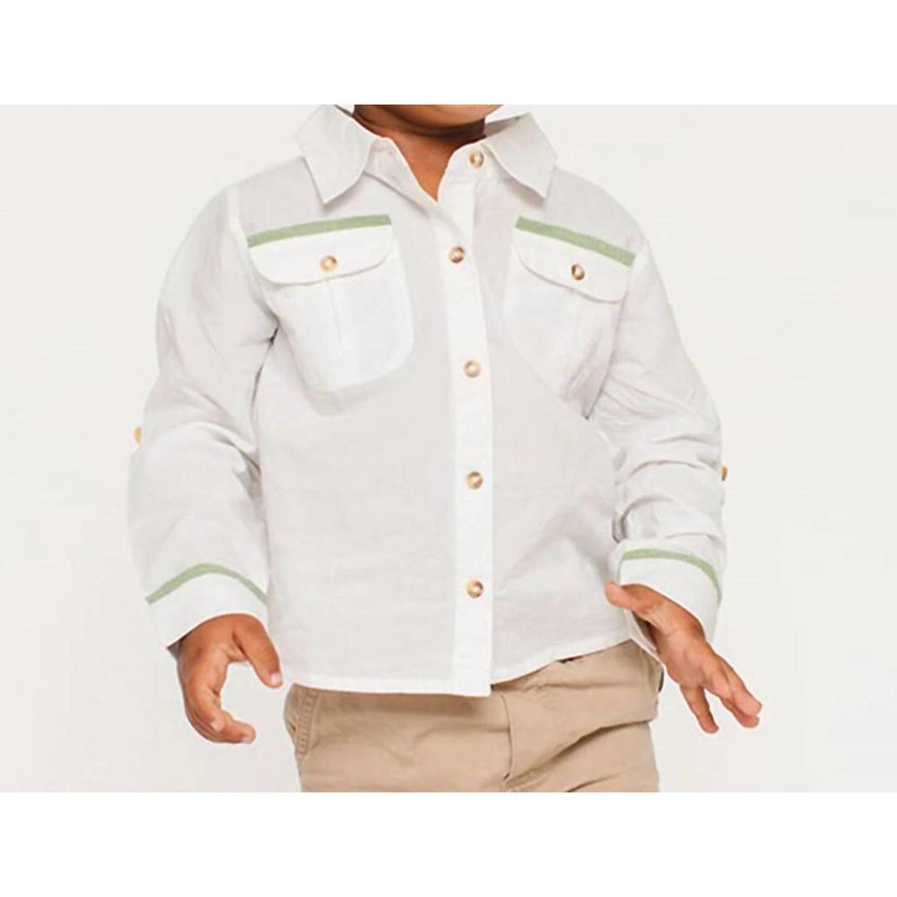 NEW DEAR GEORGIE sea shirt in cloud with grass trim